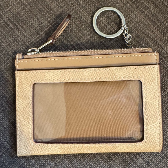 Coach Beige Signature Card Holder - Picture 2 of 5